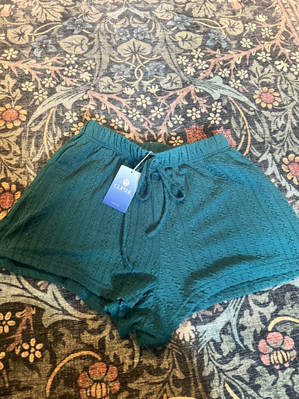 Cupshe Textured Swim Cover-Up Shorts - NWT Teal